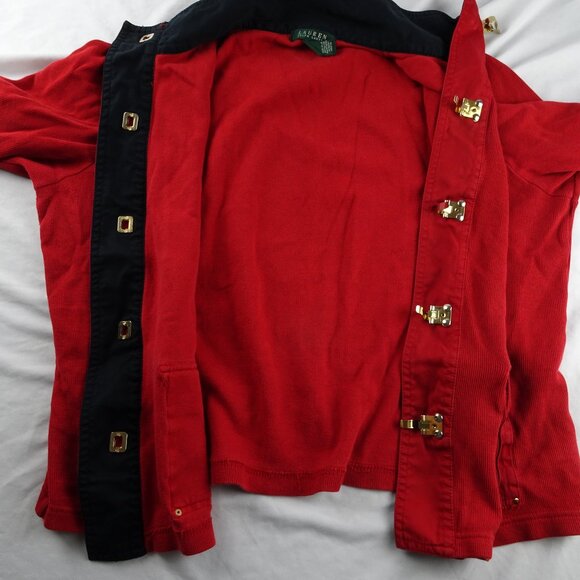Lauren Ralph Lauren Red Jacket with Gold Clasp Closure & Pockets Size 1X - Picture 5 of 9